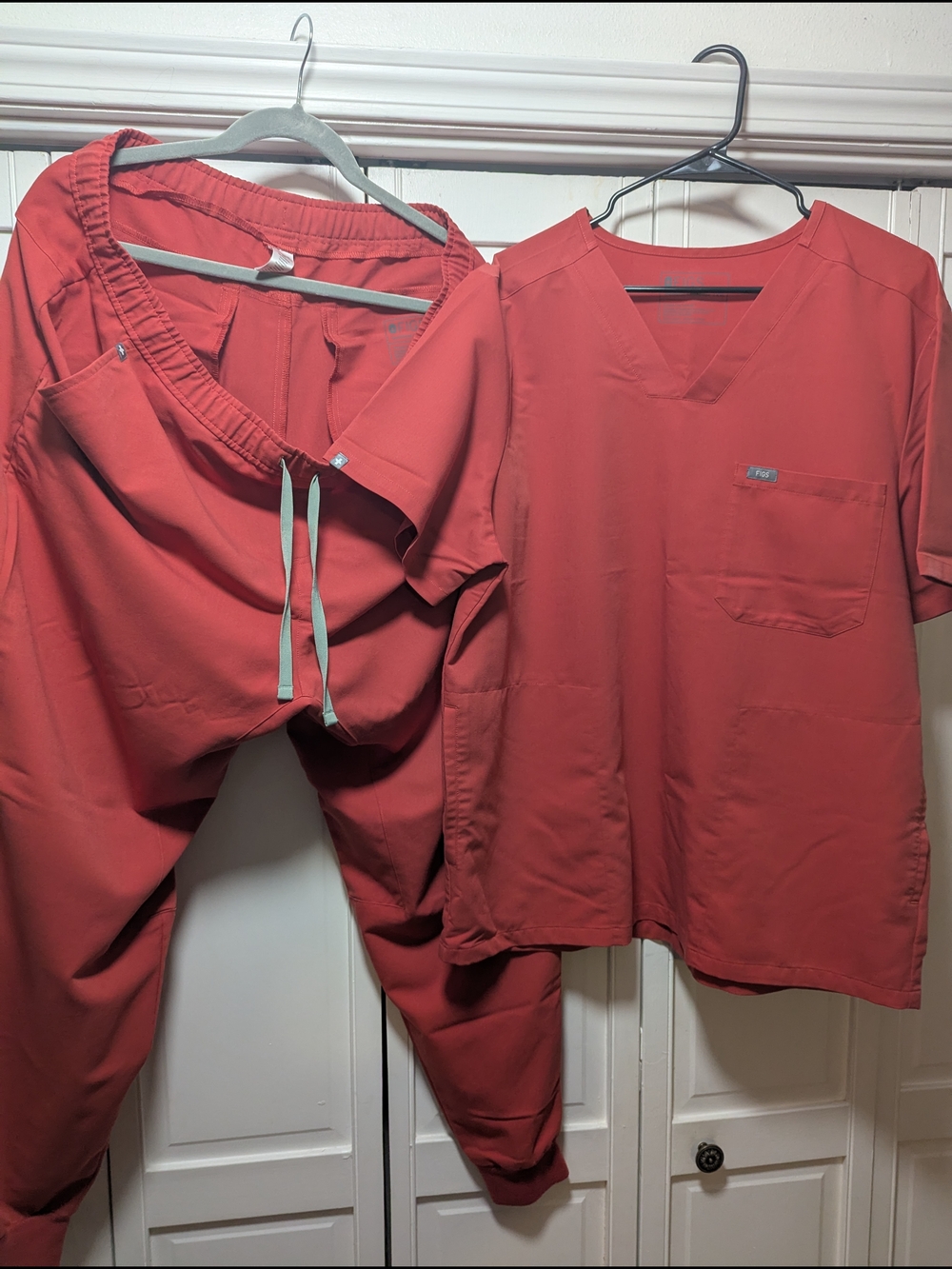 Figs Men’s Scrub Set in Coral Red - Top & Pants